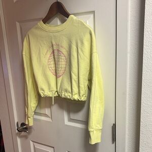 BP Yellow Cropped Sweatshirt with Pink Graphic